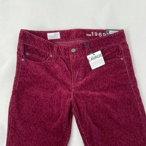 Gap 1969 corduroy pants w/ cheetah / leopard print